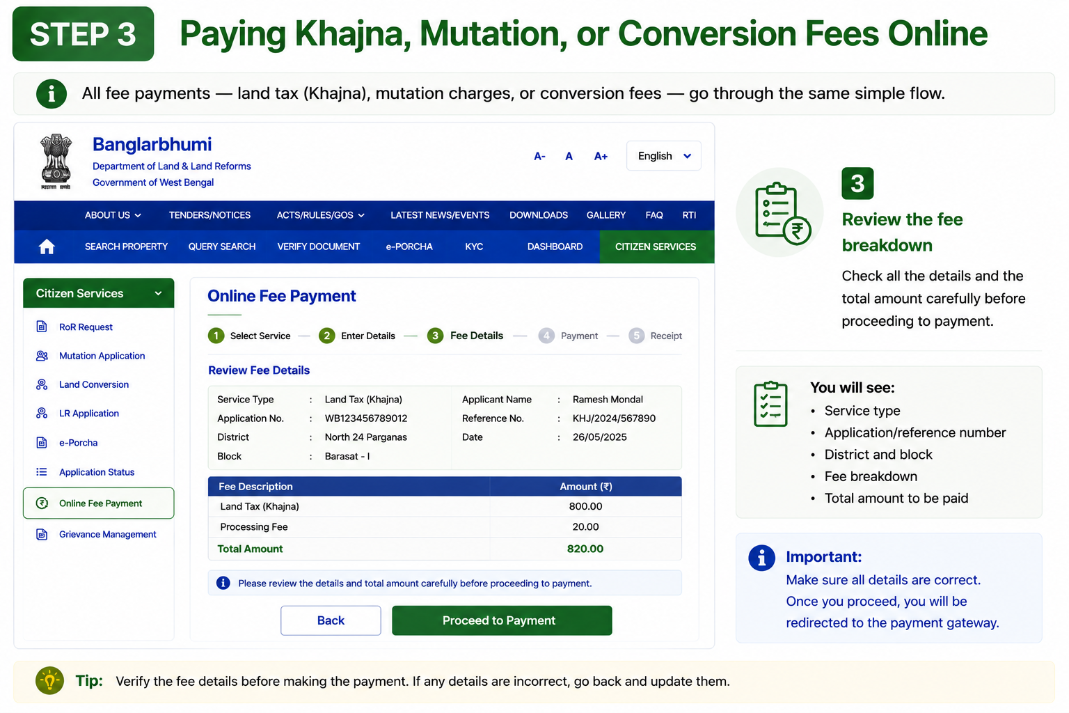 Paying Khajna Step 3