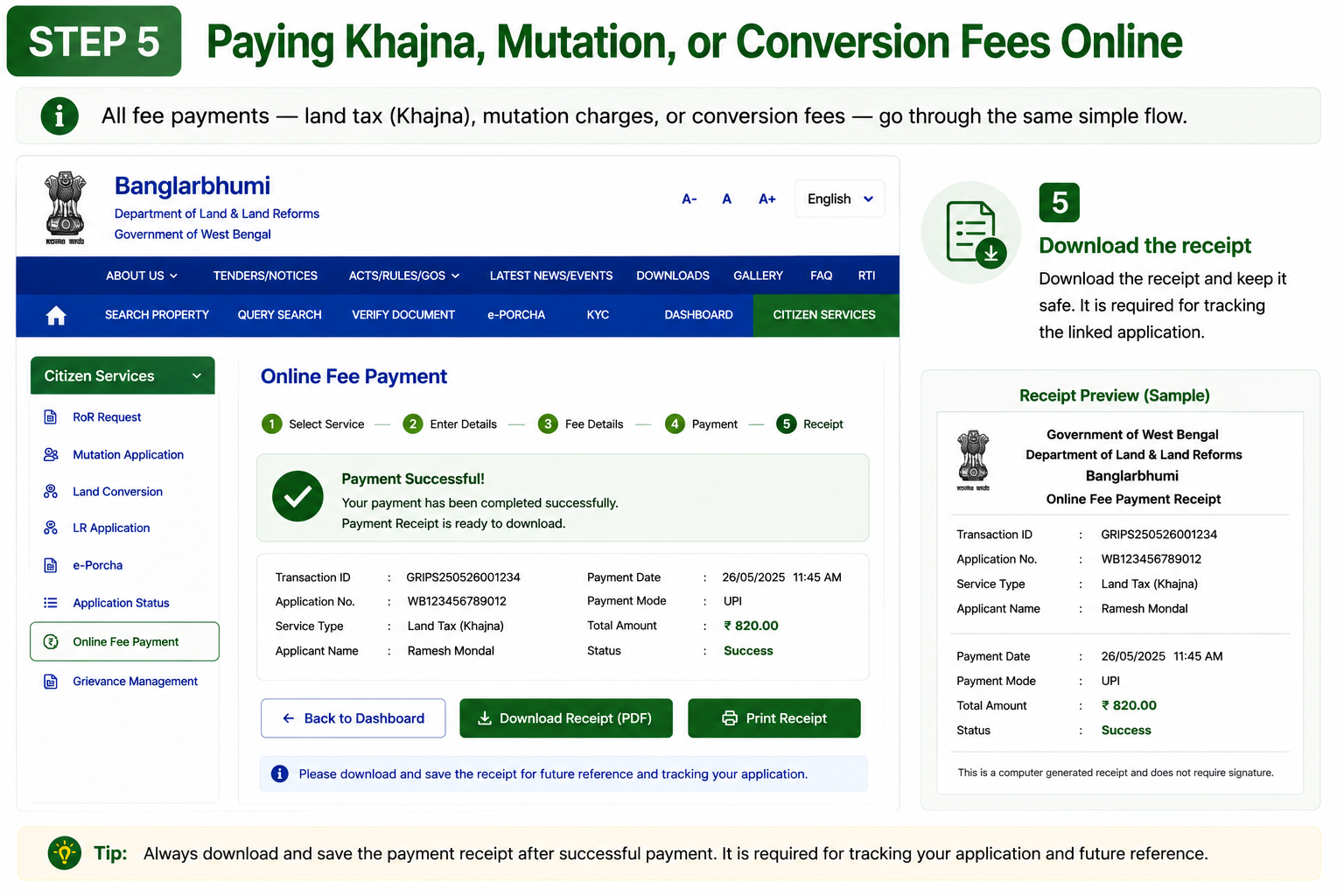 Paying Khajna Step 5