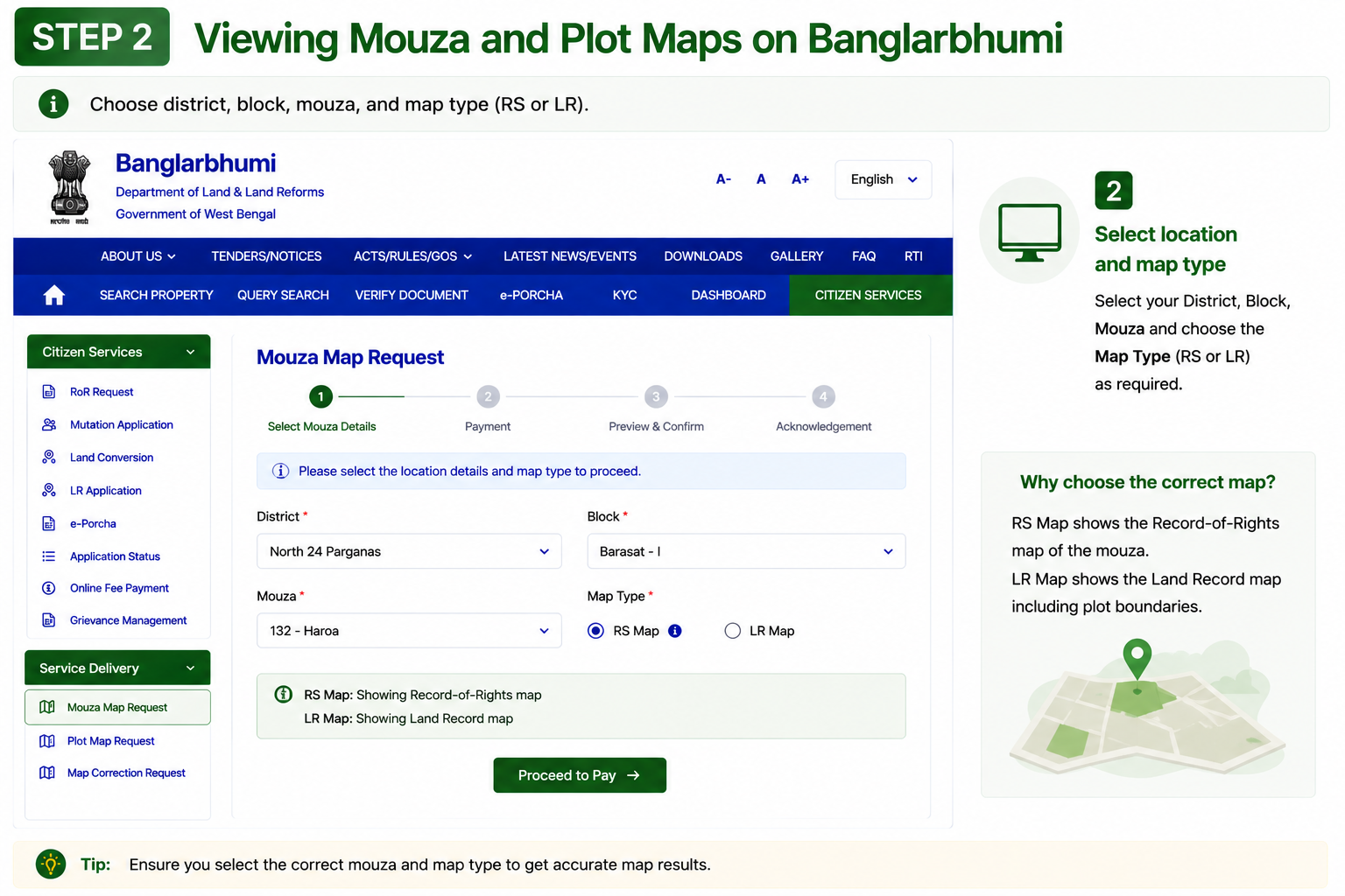 Viewing Mouza and Plot Maps Step 2