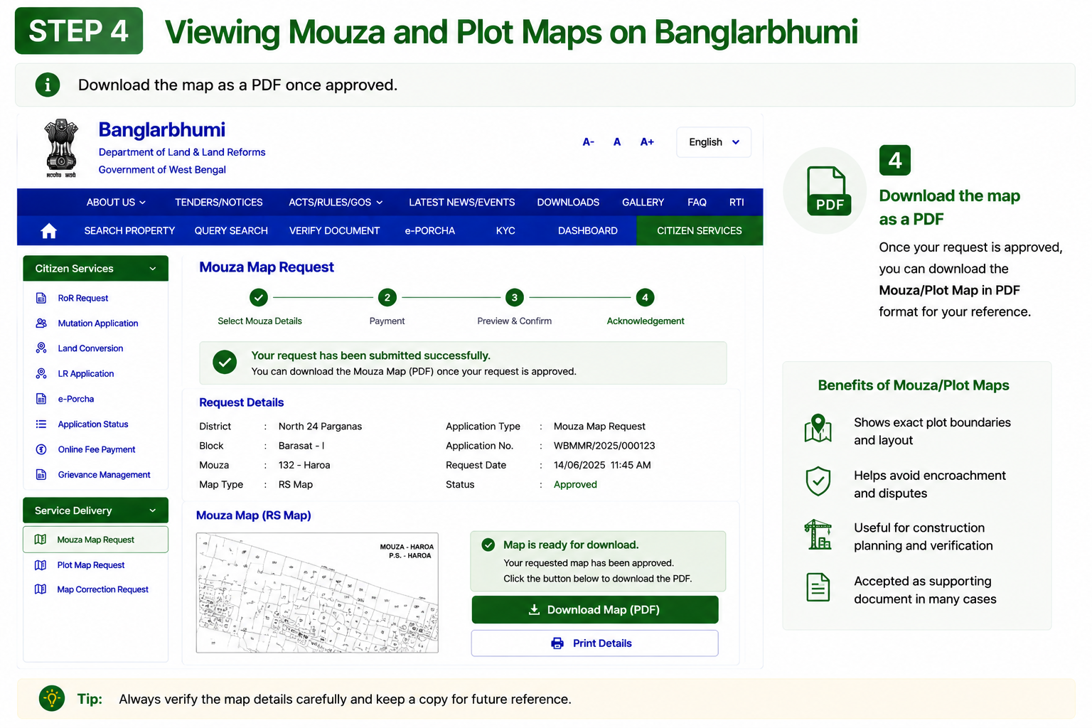 Viewing Mouza and Plot Maps Step 4